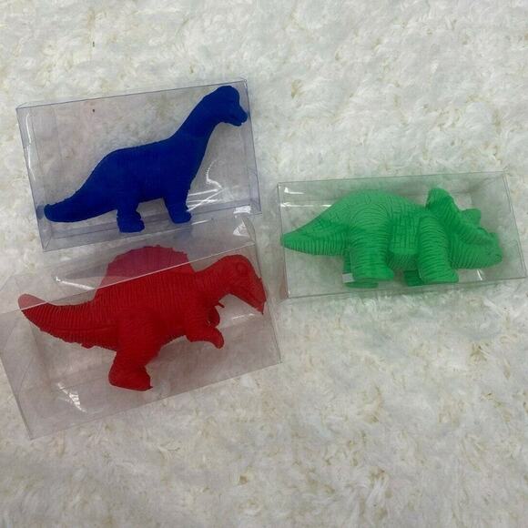 Dinosaur Erasers NEW In Boxes  Red Blue Green - Picture 5 of 5